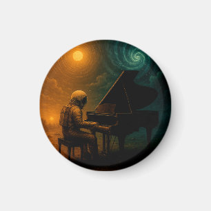 Astronaut Playing Piano in Split Reality - Surreal Magnet