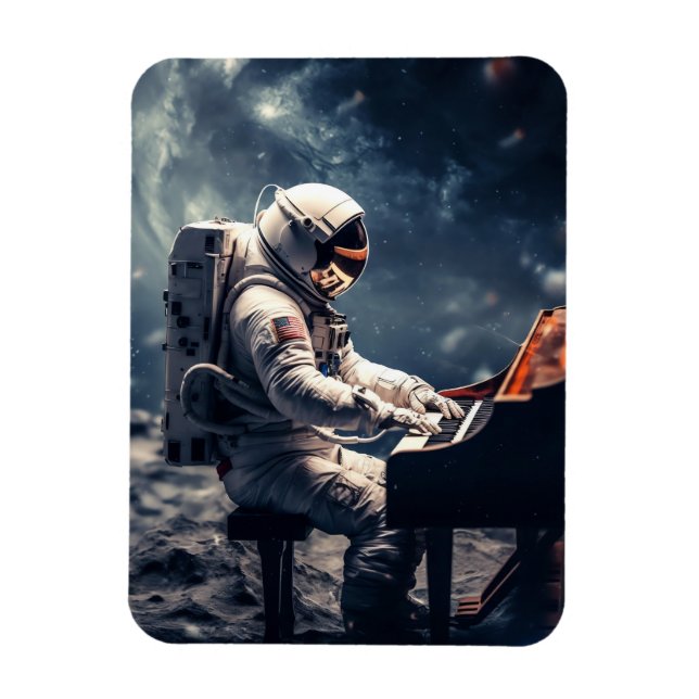 Astronaut Playing Piano on the Moon Magnet (Vertical)