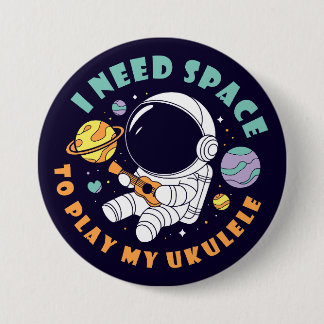 Astronaut Playing Ukulele in Space 3 Inch Round Button