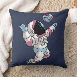 Astronaut Playing Volleyball in Space Throw Pillow