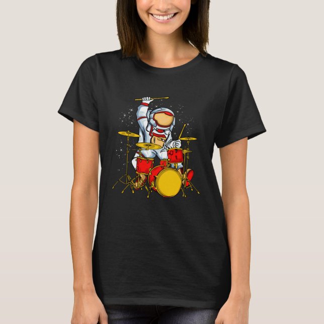 Astronaut Plays Drummer Galaxy Space Children T-Shirt (Front)