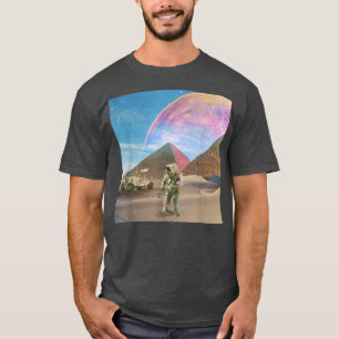 Astronaut Pyramids Outer Space Universe Surreal  T-Shirt