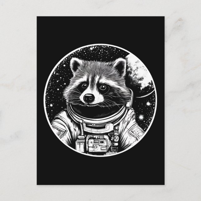Astronaut raccoon postcard (Front)