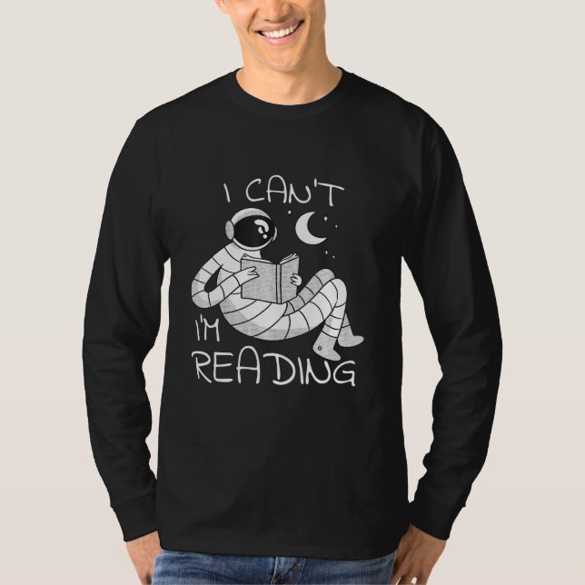 Astronaut Reading A Book Bookworm T-Shirt (Front)