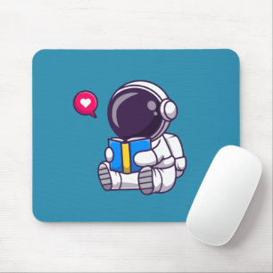 Astronaut reading book cute kids mouse pad