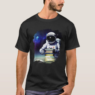 Astronaut Reading Books Funny Bookworm Library Out T-Shirt