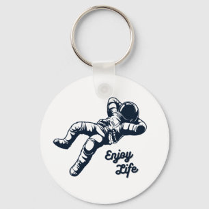 Astronaut Relaxing In The Space Gifts Space Lover  Keychain
