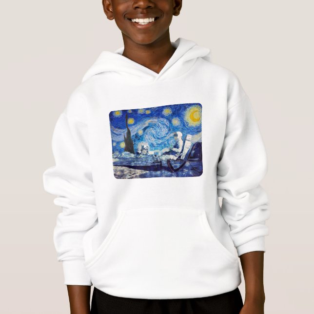 Astronaut rest under Starry Night Hoodie (Front)