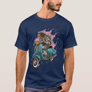 Astronaut Rides A Scooter Galaxy Universe Street T-Shirt