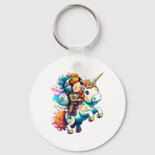Astronaut riding a Cute Colourful Unicorn  Keychain