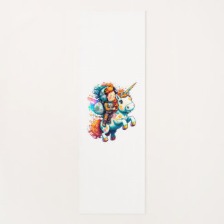 Astronaut riding a Cute Colourful Unicorn Yoga Mat