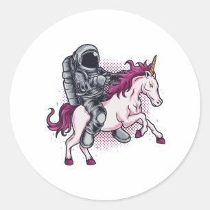 Astronaut riding a pink Unicorn T-shirt  Hat Classic Round Sticker