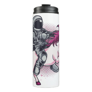 Astronaut riding a pink Unicorn T-shirt Hat Thermal Tumbler
