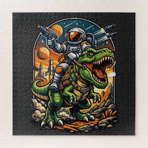 Astronaut Riding a T-Rex – Epic Space Dinosaur Jigsaw Puzzle