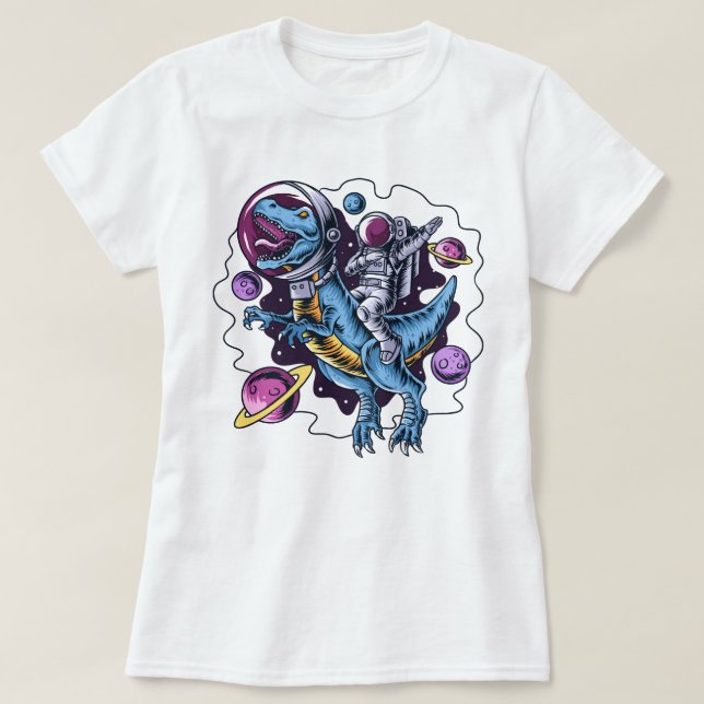 Astronaut Riding a T-Rex T-Shirt (Design Front)