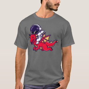Astronaut Riding Dragon Cartoon T-Shirt
