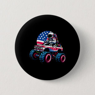 Astronaut Riding Monster Truck 4th Of July 2 Inch Round Button