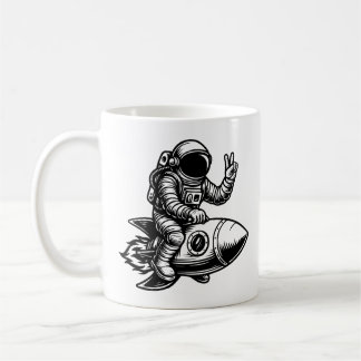Astronaut Riding on Rocket Coffee Mug