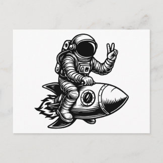 Astronaut Riding on Rocket  Holiday Postcard