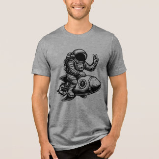 Astronaut Riding on Rocket  Tri-Blend Shirt
