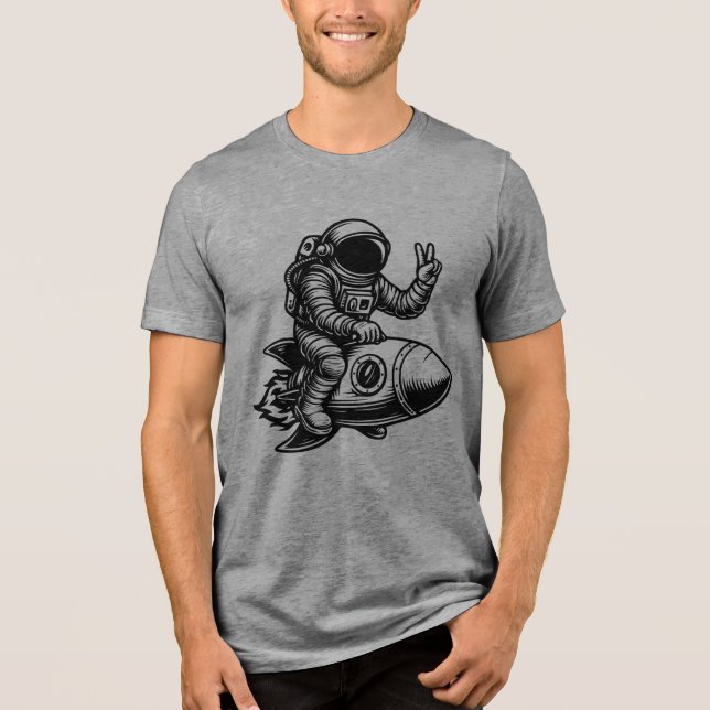 Astronaut Riding on Rocket  Tri-Blend Shirt (Front)