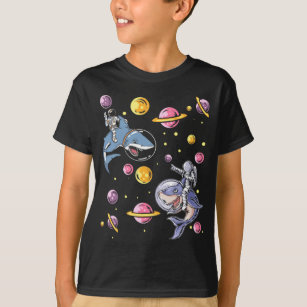 Astronaut riding Sharks in Space Funny Galaxy T-Shirt
