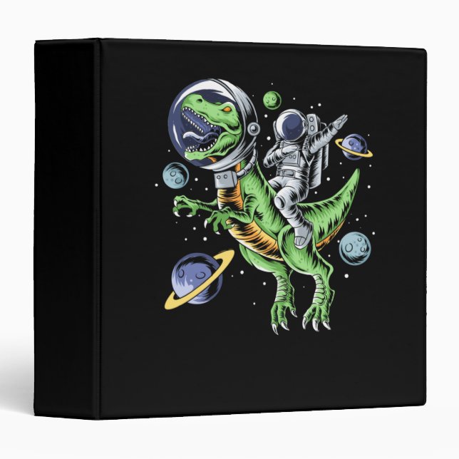 Astronaut Riding T-Rex Dinosaur Astro T-Rex Space Binder (Front/Spine)