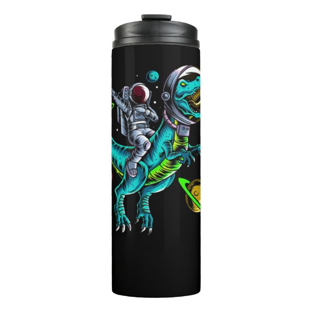 Astronaut Riding T-Rex Dinosaur   Thermal Tumbler (Front)
