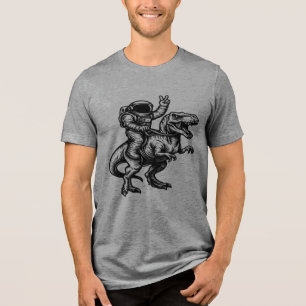 Astronaut Riding T Rex  Tri-Blend Shirt