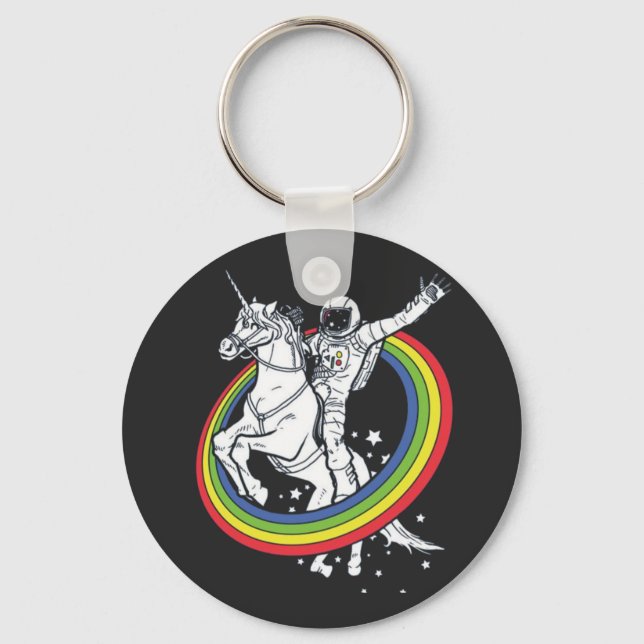 Astronaut Riding Unicorn  Keychain (Front)