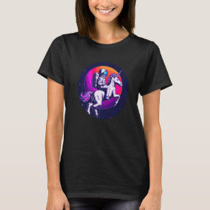 Astronaut Riding Unicorn Space Retro Colours Synth T-Shirt