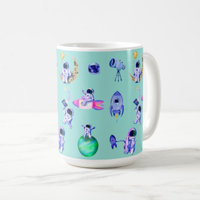 Astronaut rocket earth space coffee mug (Front Right)