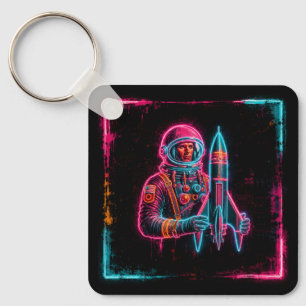 Astronaut Rocket Man Art Keychain