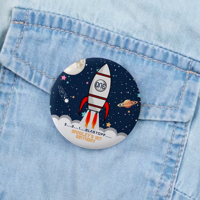 Astronaut Rocket Outer Space 1st Birthday 2 Inch Round Button (Creator Uploaded)