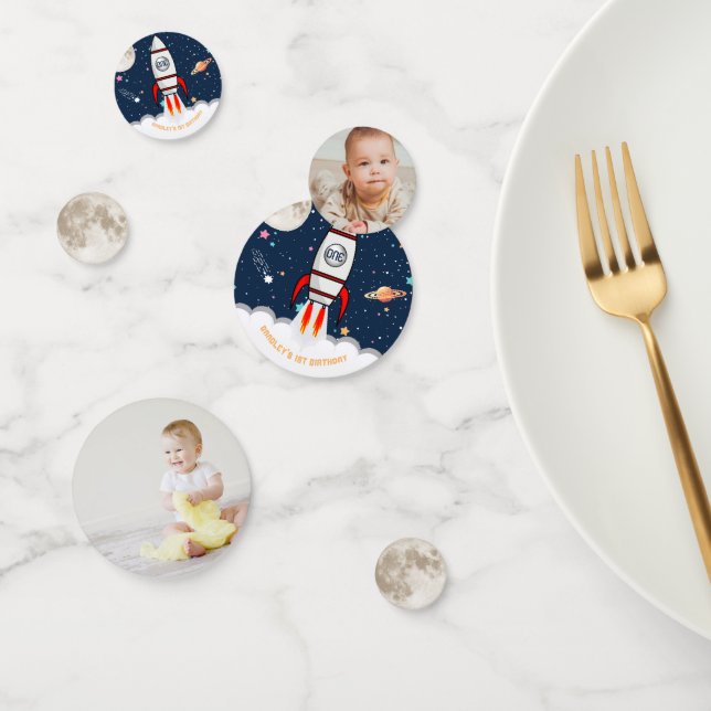 Astronaut Rocket Outer Space 1st Birthday Confetti (Group)