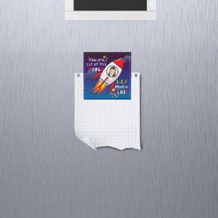 Astronaut rocket outer space personalized photo magnet