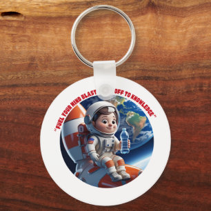 “Astronaut Rocket Ship Space Adventure Keychain” Keychain