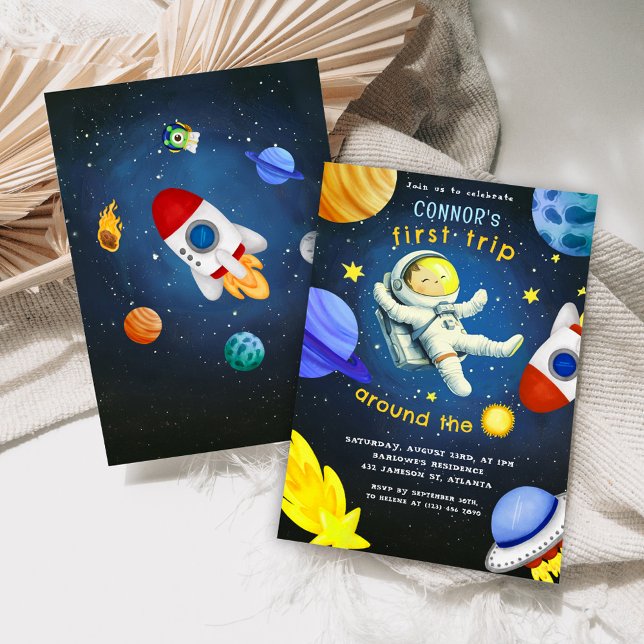Astronaut Rocket Ship Space Planet Birthday Party Invitation (Astronaut Rocket Ship Space Planet Birthday Party Invitation)