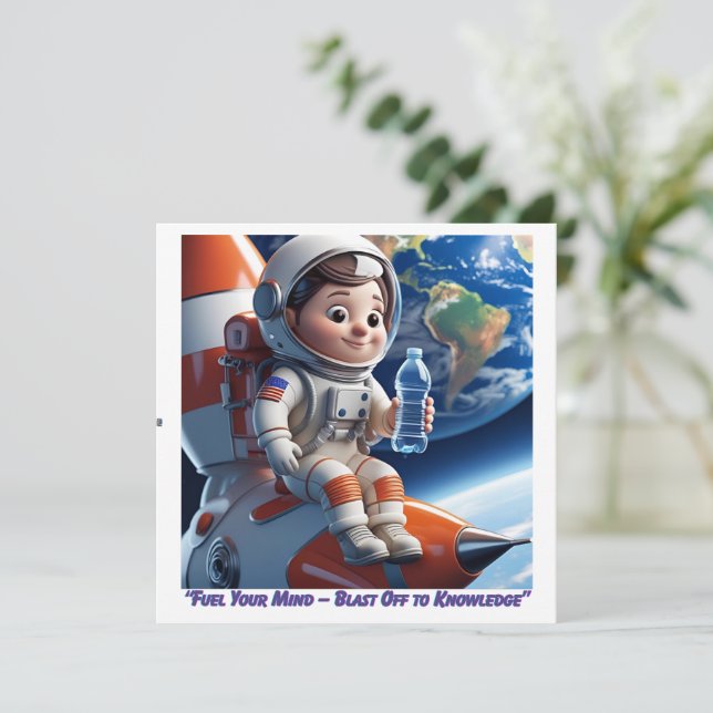 “Astronaut Rocket Space Flat Card (Standing Front)