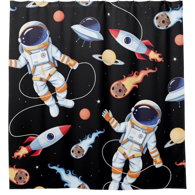 Astronaut Rocket: Vintage Space Seamless Pattern (Front)