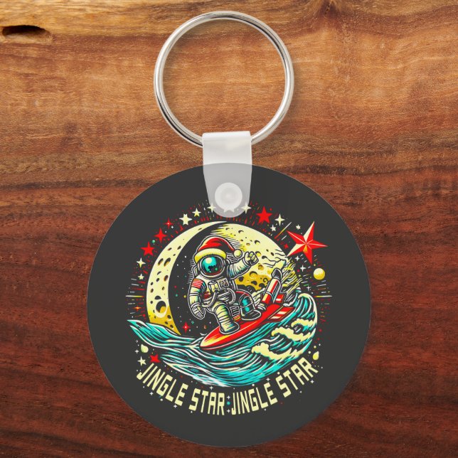 Astronaut Santa Christmas Xmas Space Gift   Keychain (Front)