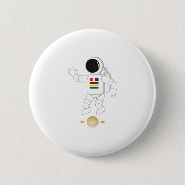 Astronaut Saturn 2 Inch Round Button (Front)