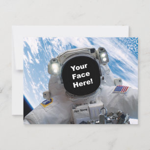 Astronaut Selfie - Add Your Face and Name Postcard
