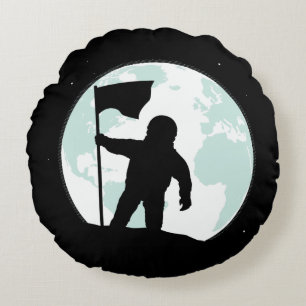 Astronaut Silhouette Round Pillow