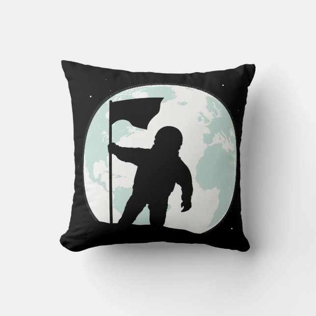 Astronaut Silhouette Throw Pillow (Front)