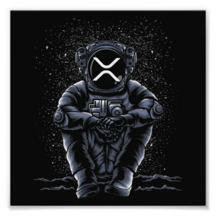 Astronaut Sitting Ripple XRP Crypto To The Moon Photo Print