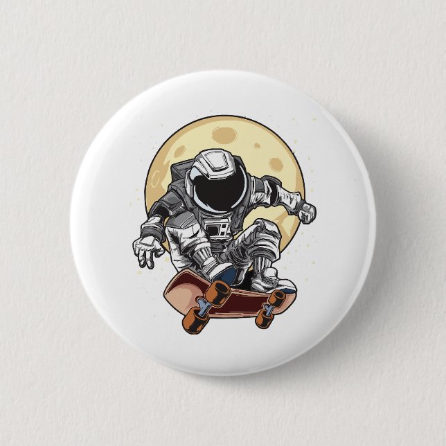 Astronaut Skate 2 Inch Round Button (Front)