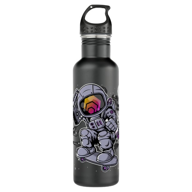 Astronaut Skate HEX Crypto Coin HODL Token 710 Ml Water Bottle (Front)