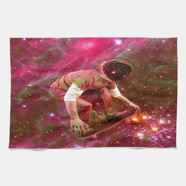 Astronaut Skateboarder Kitchen Towel (Horizontal)