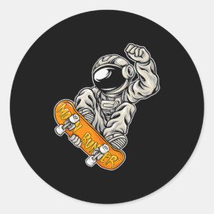 Astronaut Skateboarder, Skateboarding Lover, Astro Classic Round Sticker